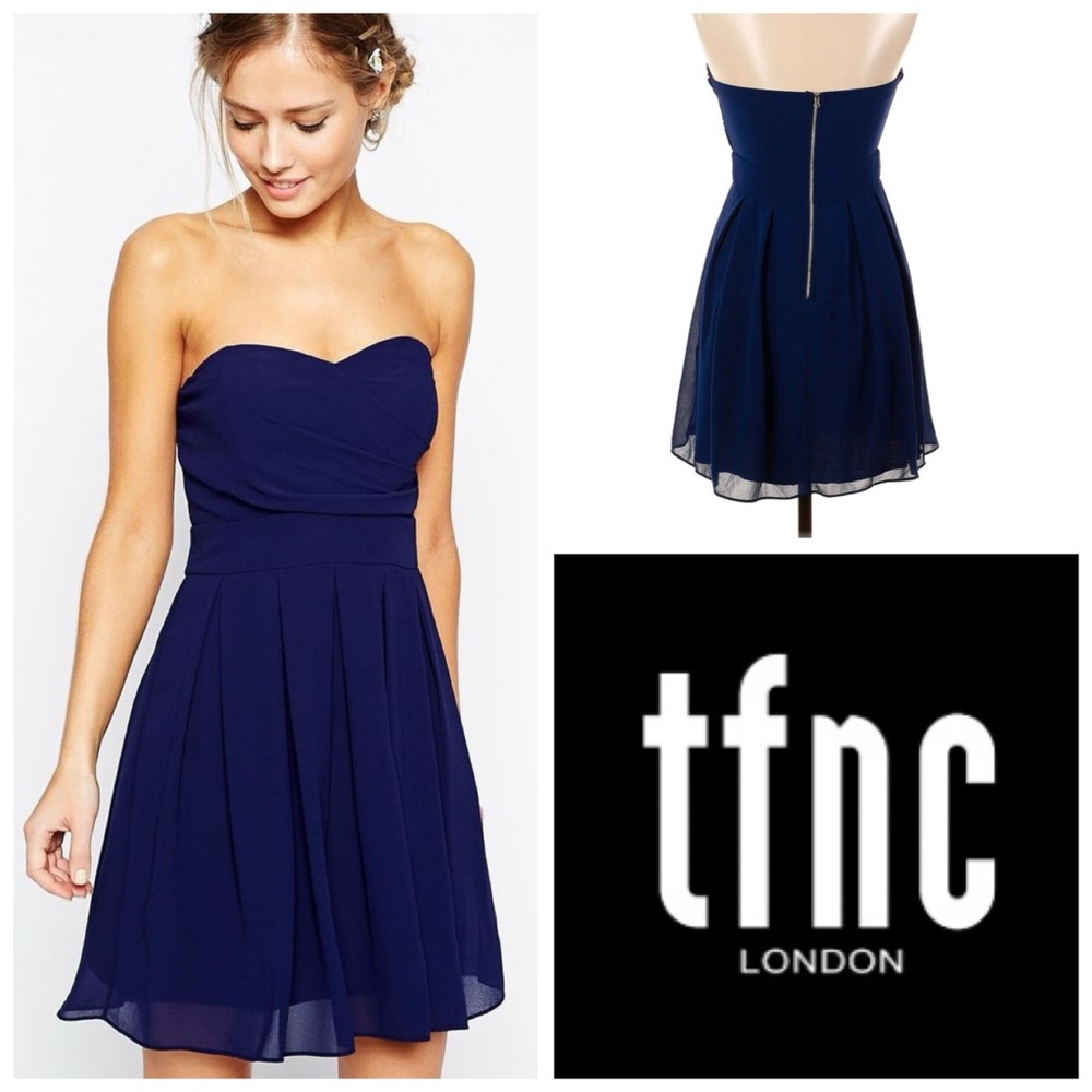NEW!!! Navy sweetheart chiffon dress from TFNC London